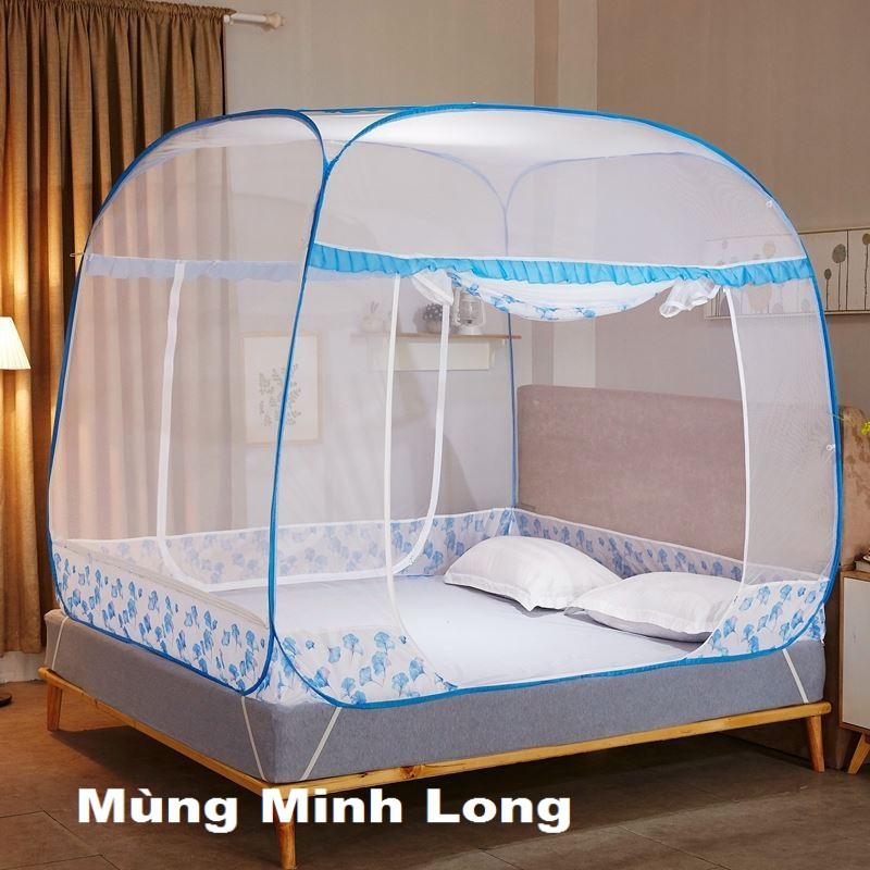 [LOẠI CÓ ĐÁY 3 CỬA] Mùng chụp đỉnh vuông viền chân cao cấp ❤️FREESHIP❤️ Mùng tự bung đỉnh rộng hàng cao cấp