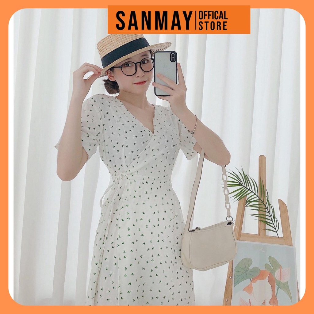 Váy Ngắn Công Sở SANMAY Đầm Hoa Nhí Vintage thiết kế liền nữ Hàn Quốc trẻ trung đi dự tiệc cưới, đi chơi đẹp VD033 | BigBuy360 - bigbuy360.vn