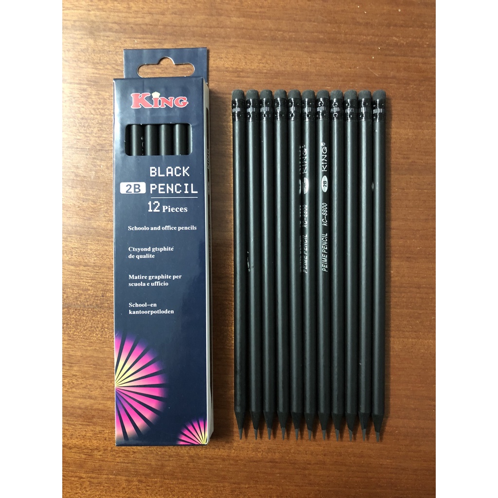 HỘP 12 CÂY BÚT CHÌ THÂN ĐEN KING 8800 giá rẻ chỉ 25k