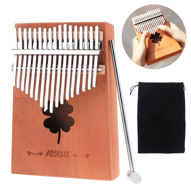 Đàn kalimba 17 phím dạng hộp âm to thump piano -KR Cỏ 4 lá may mắn