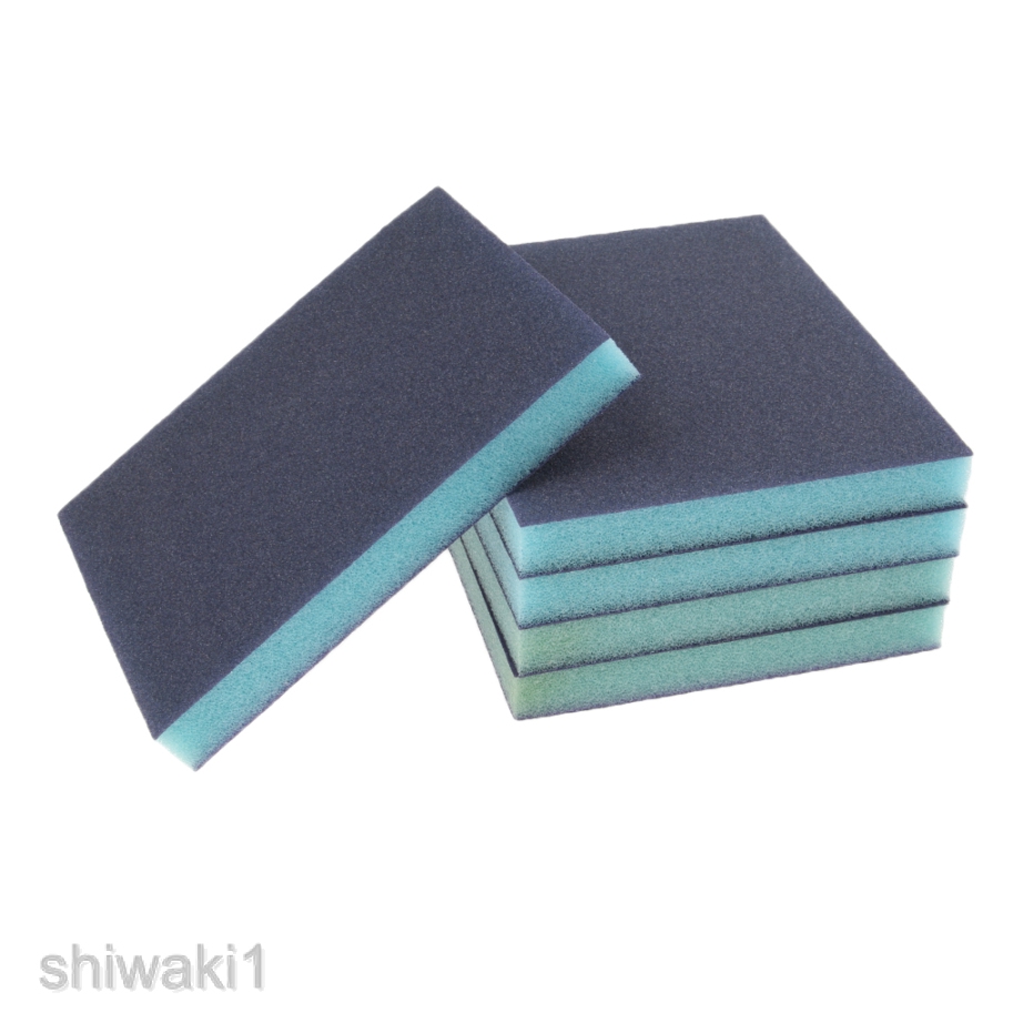 Set 5 Miếng Bọt Biển Nhám Màu Xanh Dương 120 Grit Dùng Làm Đồ Gỗ
