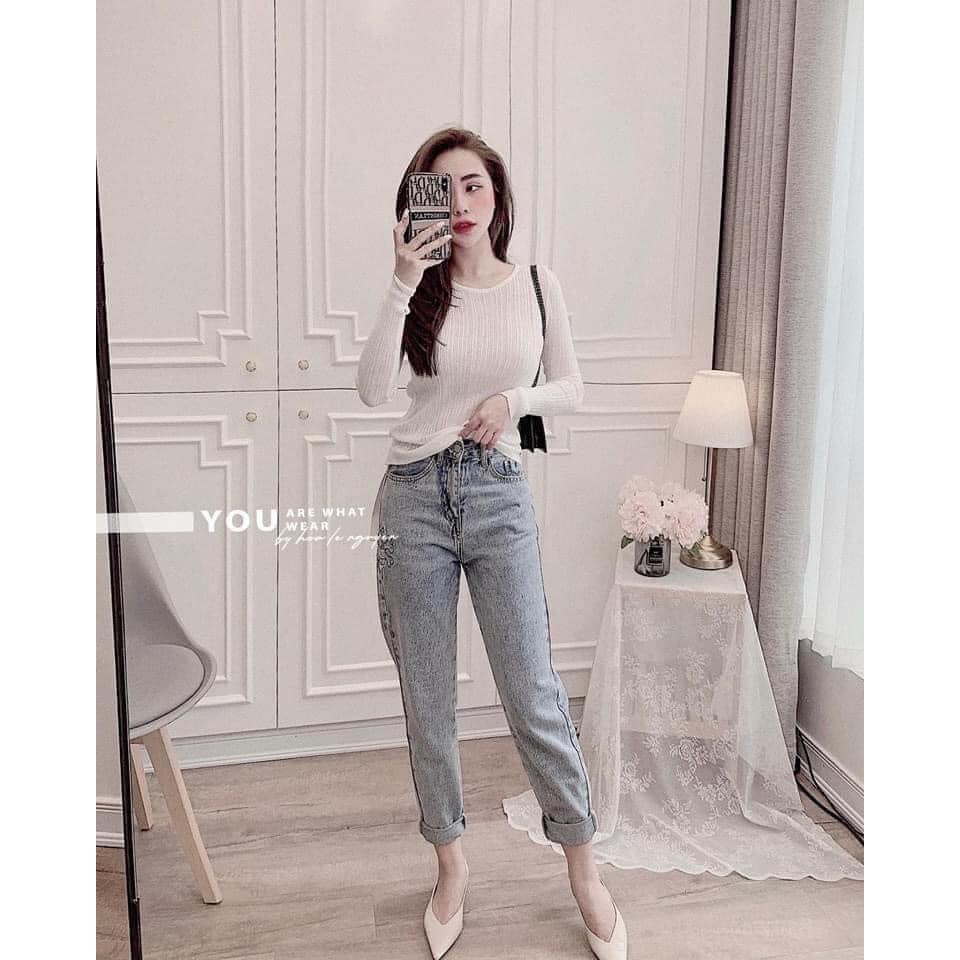 Áo len nữ len giấy xước dọc gân sọc nhũ montoghi YUKAGO SC273