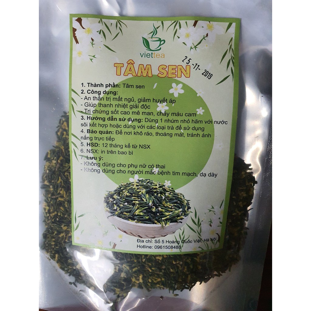 Trà tâm sen chữa bệnh mất ngủ Viettea gói 100g