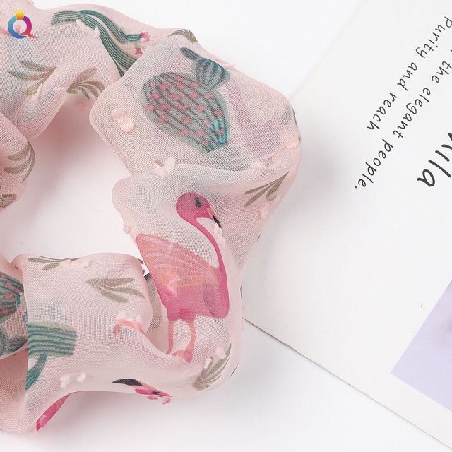 🦩Chun cột tóc Scrunchies Hồng hạc dễ thương