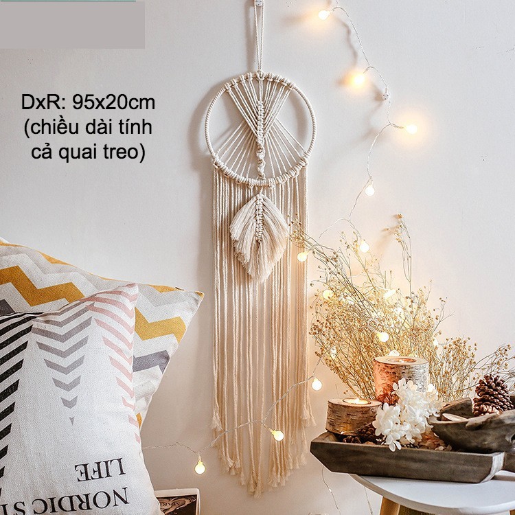 Dreamcatcher/ Thảm treo tường dệt thủ công bằng sợi bông trang trí nhà , quán cafe hình Nhãn Quang gắn gương