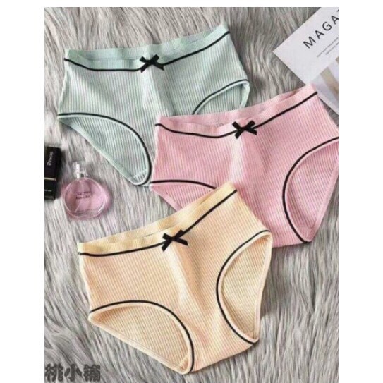 Set 4 quần lót gân tăm đính nơ siêu yêu