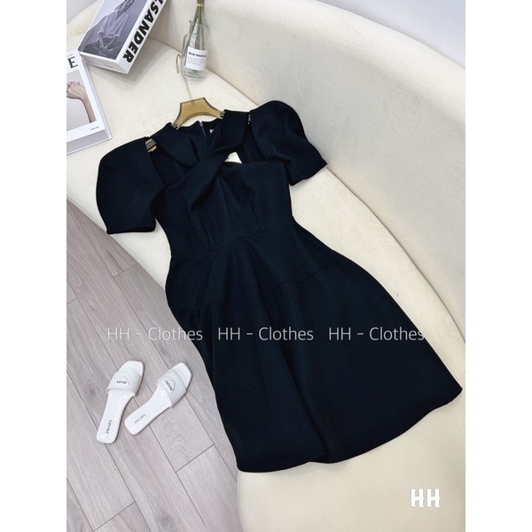 Váy Thiết Kế, Đầm Maxi Cổ Chéo Tay Bồng Dáng Xoè Tiểu Thư