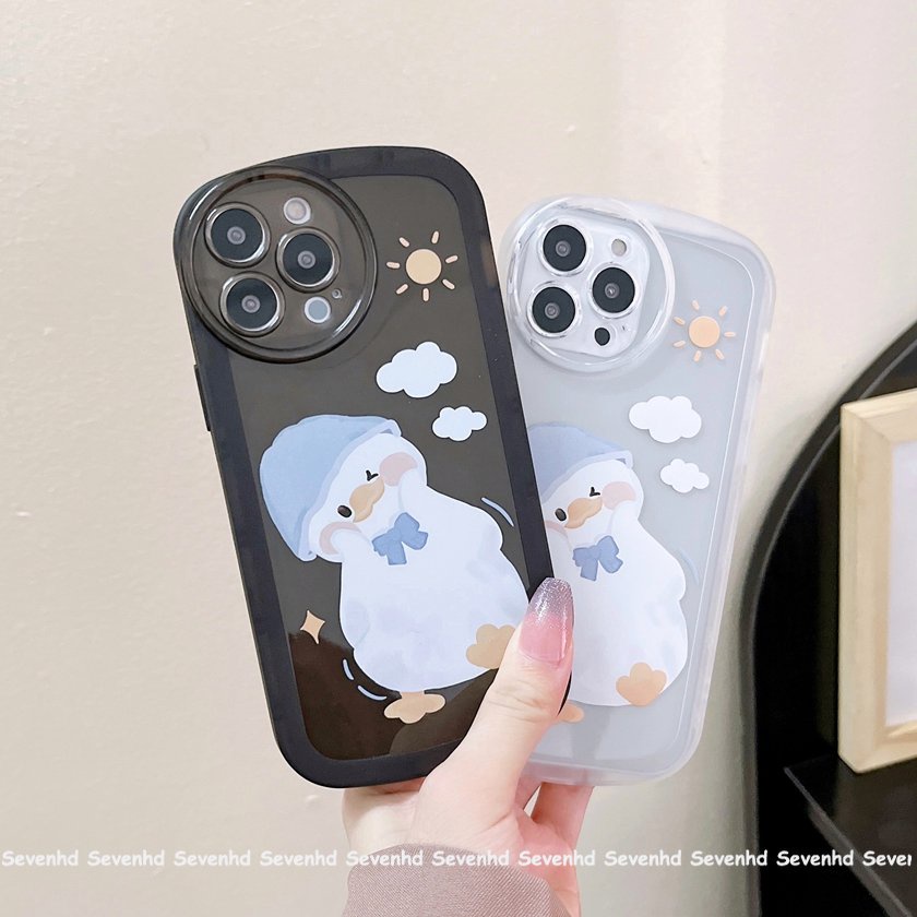 Ốp Điện Thoại Mềm Trong Suốt Họa Tiết Chú Vịt Mắt To Hoạt Hình Cho iPhone 14 13 12 11 Pro Max X XR Xs Max 8 7 Plus SE 2020