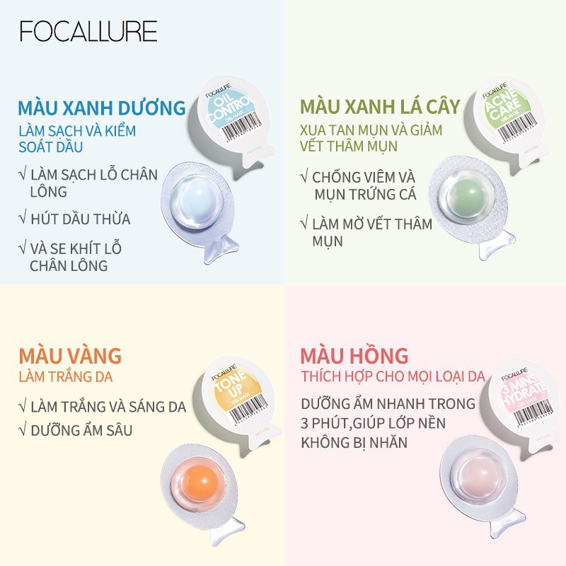 Mặt Nạ 7 Ngày Focallure 3.8g Hỗ Trợ Giảm Mụn Dưỡng Ẩm Kiểm Soát Dầu Nhờn Dưỡng Da