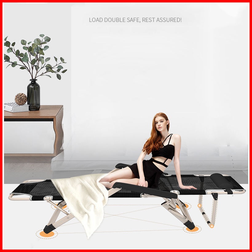 Ghế xếp thư giãn IRIS khung thép có thể ngả thành giường 180x60x30cm kèm đệm 3D cao cấp - Giường ghế gấp đa năng
