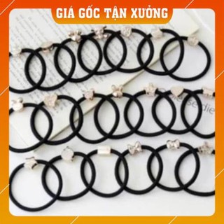 DÂY BUỘC TÓC MÀU ĐEN HẠT VÀNG SIÊU BỀN