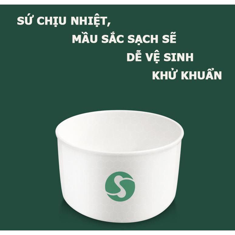 Hộp Cơm Giữ Nhiệt 2 Tầng Ruột Sứ Cao Cấp , Hộp Cơm Văn Phòng Cách Thủy Dung Tích 2000ml - SONG ANH