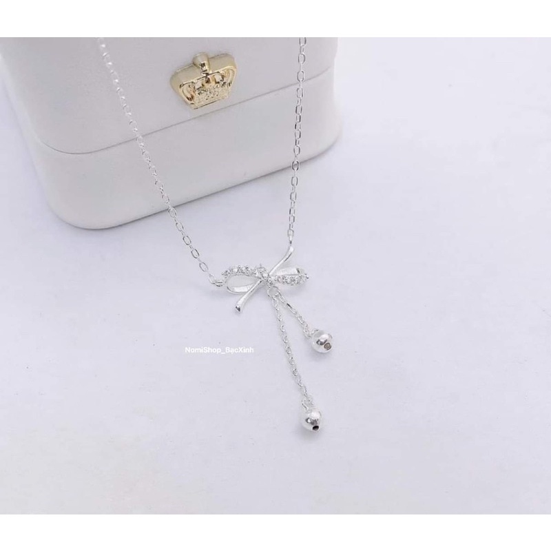 Dây chuyền bạc nơ mix điệu đà, nhẹ nhàng lấp lánh đầy tinh tế  Mainomi Shop Bạc Xinh