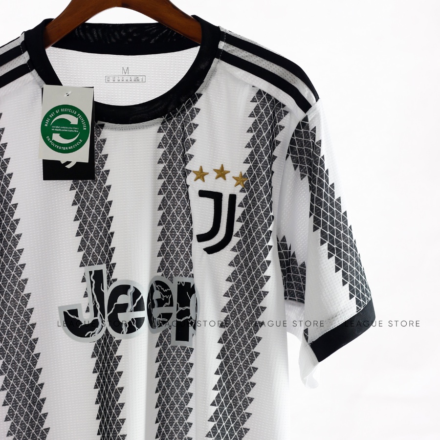 Bộ quần áo thể thao nam Juventus 22/23 sân nhà - set quần áo đá bóng nam nữ màu trắng đen ngắn tay form âu Leaguestore