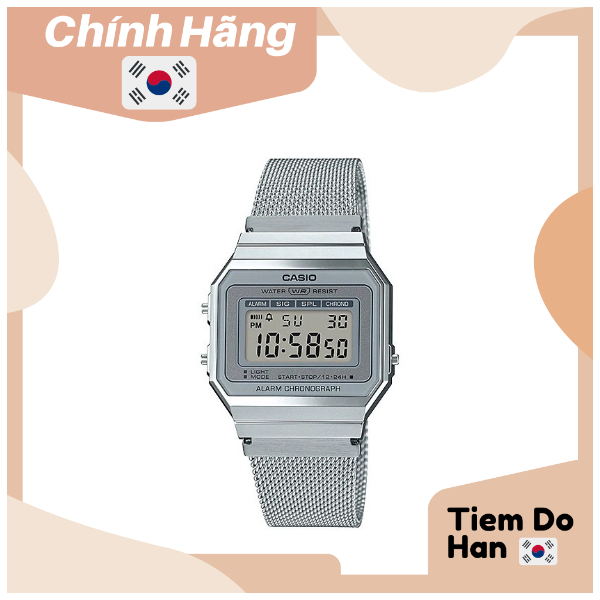 [Chính Hãng] Đồng hồ Unisex CASIO A700WM-7ADF dây kim loại Bill Hàn