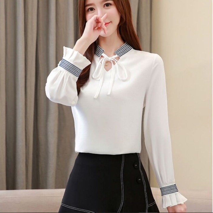 Áo kiểu Rinzy phối sọc sang trọng - nhiều size, form dáng chuẩn, dễ mặc công sở, dự tiệc