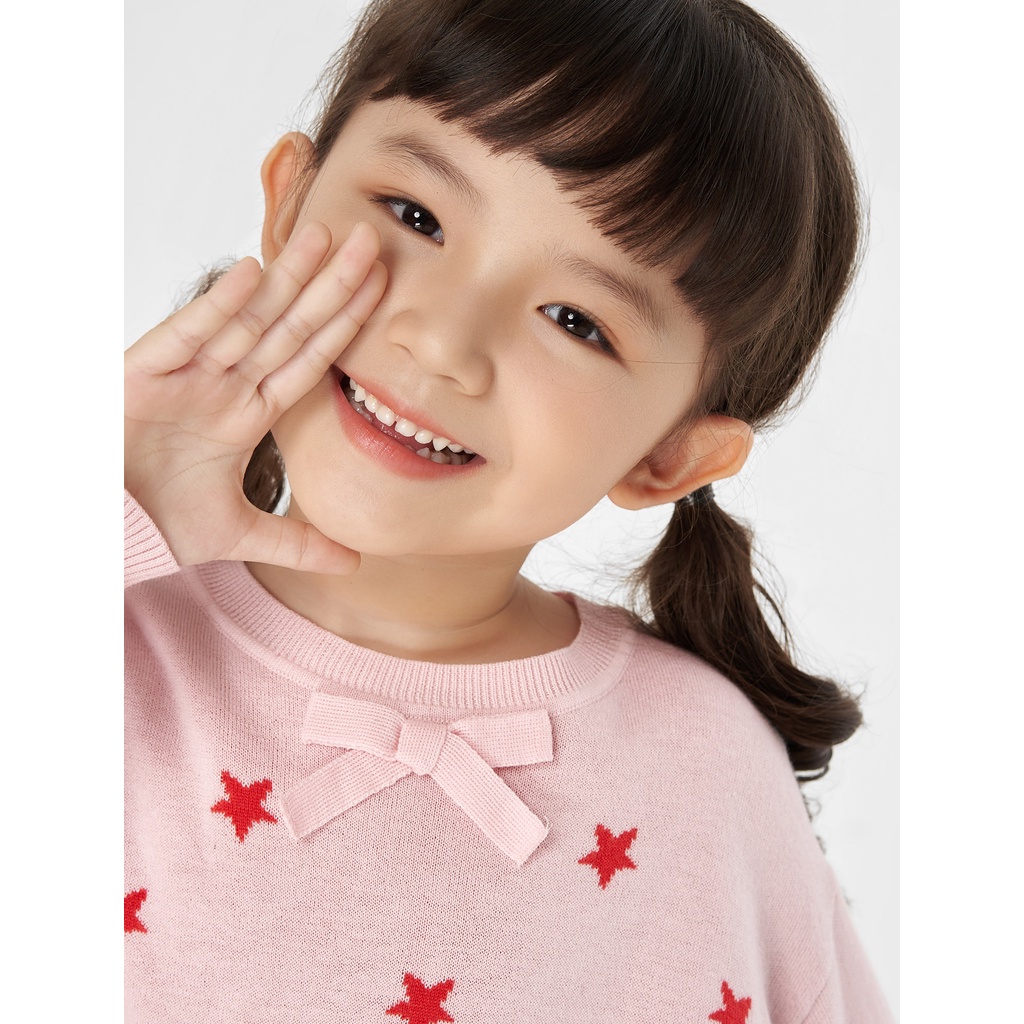 Áo len bé gái CANIFA cổ tròn họa tiết thời trang - 1TE20W012