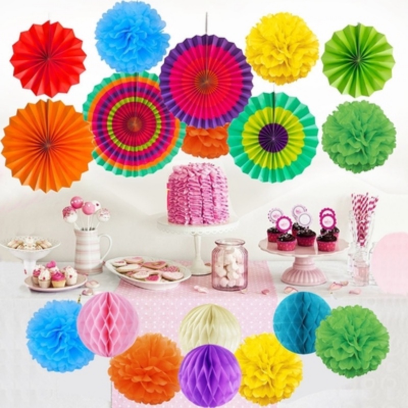 Set 5 Cuộn Khăn Giấy Pom Pom Hoa Tươi Mới Treo Trang Trí Tiệc Sinh Nhật / Đám Cưới