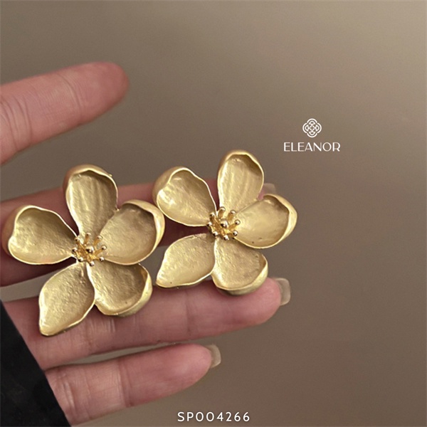 Bông tai nữ chuôi bạc 925 Eleanor Accessories hình bông hoa bản to phụ kiện trang sức 4265