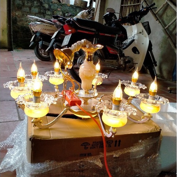 Đèn chùm pha lê ROYAL 8 tay, 15 tay cao cấp chuẩn xịn - Tặng kèm bóng LED nến