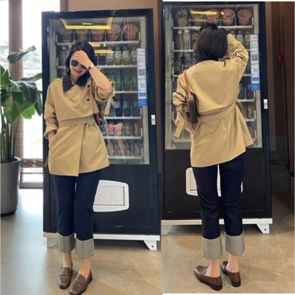 Áo khoác mangto dáng ngắn, áo măng tô nữ màu nâu dáng ngắn hàng order cao cấp Taobao nhà Oanhdilys