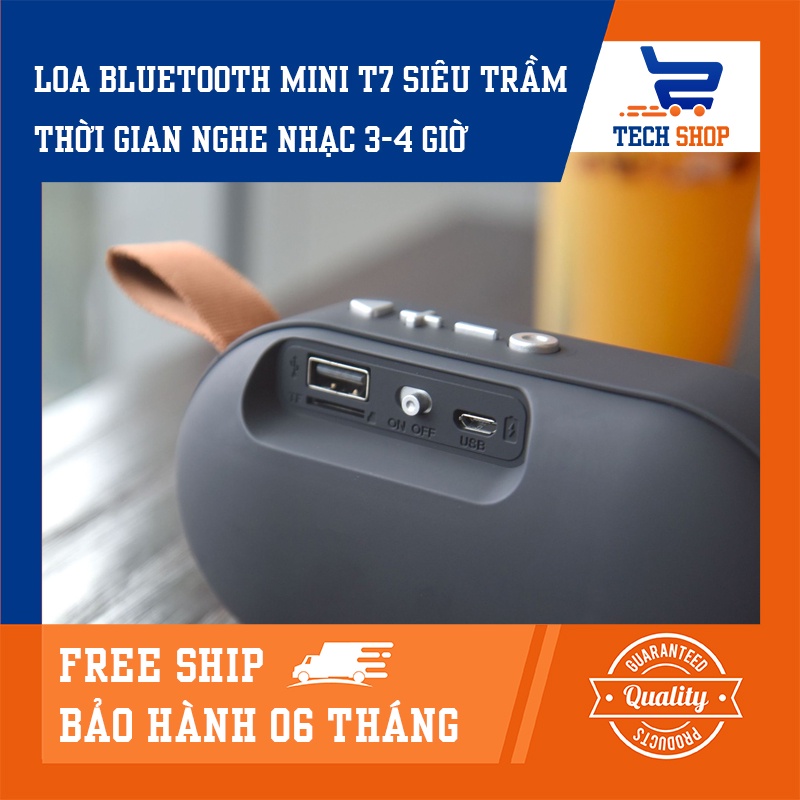 Loa bluetooth Mini T7 chính hãng Loa không dây di động công suất 5W Hệ thống âm thanh 3D Hỗ trợ FM thẻ nhớ TF