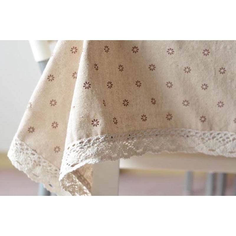 Khăn trải bàn cotton lanh chống bụi in họa tiết hoa cúc phong cách Bắc Âu sang trọng