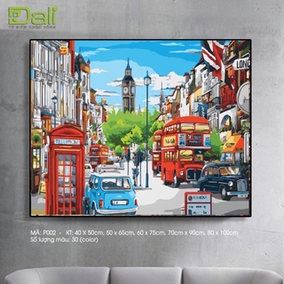 Sẵn - Tranh số dầu số hoá Phong cảnh đẹp nhất - tranh phong cảnh Thành phố LonDon - Tranh căn sẵn khung full bộ