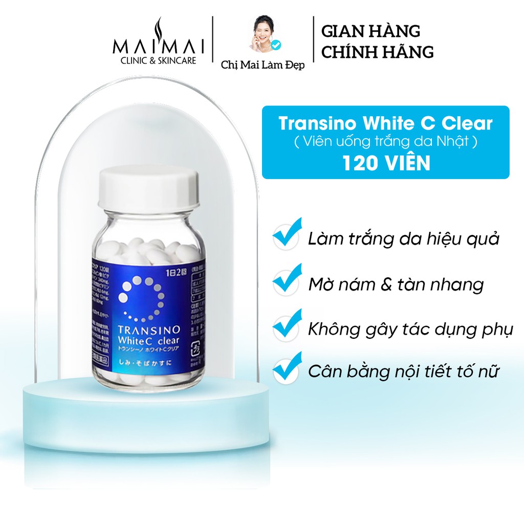 Viên uống trắng da Transino White C Clear Nhật 120 viên