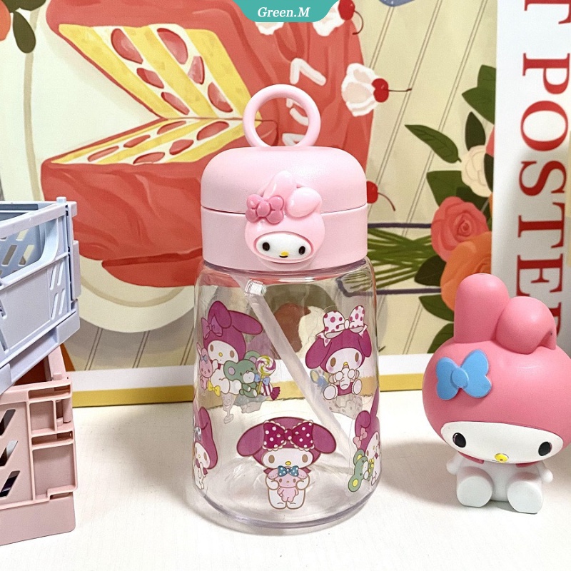 Bình Nước 400ML In Họa Tiết Hoạt Hình Kuromi Đáng Yêu Có Ống Hút Cho Bé