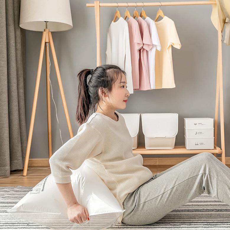 Túi hút chân không SUPO DEPOT đựng quần áo chăn gối chăn màn cỡ lớn tiết kiệm không gian tủ - màu trắng