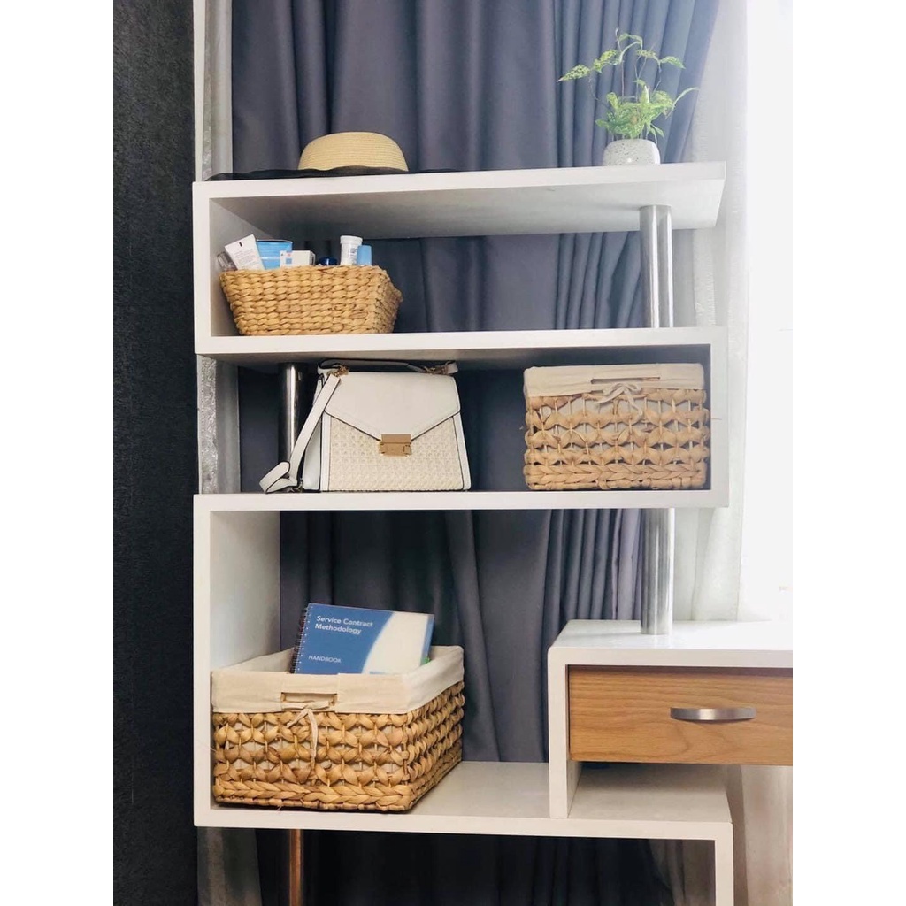 Giỏ lục bình  có nắp đậy, giỏ cói đựng đồ đa năng, trang trí nhà cửa, hộp đựng đồ chơi, sọt quần áo