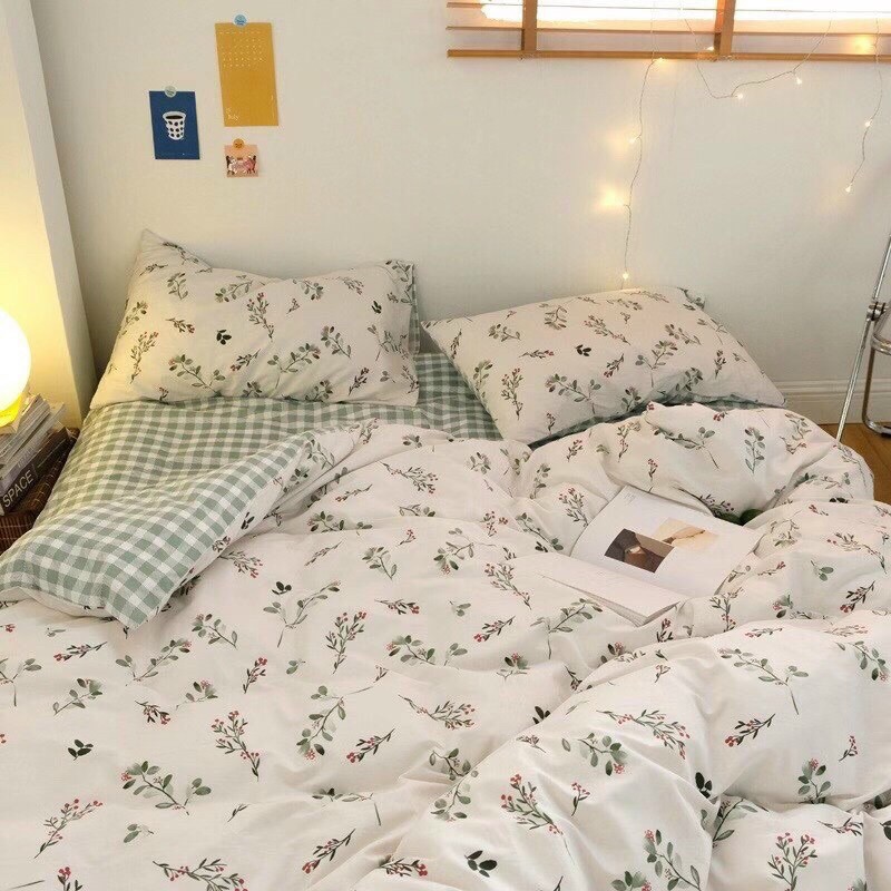 Set chăn ga và vỏ gối cotton living hoa nhí mát mịn