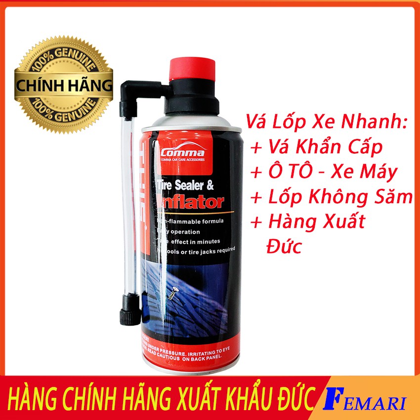 [ Bơm Cực Khỏe ] Bơm lốp, vá lốp khẩn cấp, keo tự vá lốp ô tô xe máy THIS Tire Inflator Xuất khẩu Châu Âu FEMARI