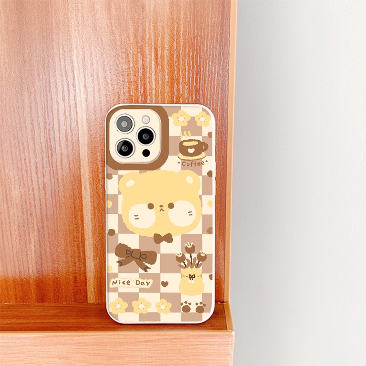 Ốp Lưng Iphone Cạnh Vuông Gấu phùng má cute ốp iphone 6/6plus/6s/6splus/7/7plus/8/8plus/x/xr/xs/11/12/13/pro/promax