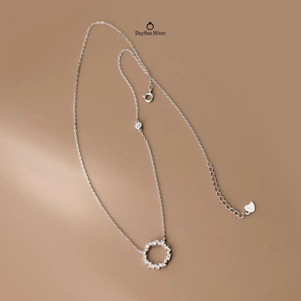 Dây chuyền bạc nữ Huyền thoại biển xanh DUYSON SILVER, vòng cổ bạc 925 mặt tròn đính đá sang trọng [DCKX24]