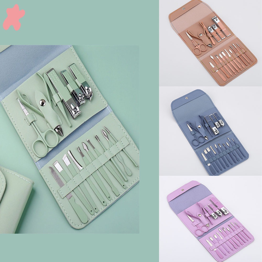 ★★★Bộ 16 Dụng Cụ Làm Móng Bằng Thép Không Gỉ Cứng Màu Sắc