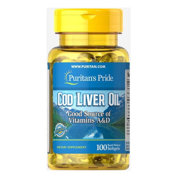 Dầu gan cá tuyết giúp sáng mắt Puritan's Pride Cod Liver Oil 100 viên | Thế Giới Skin Care