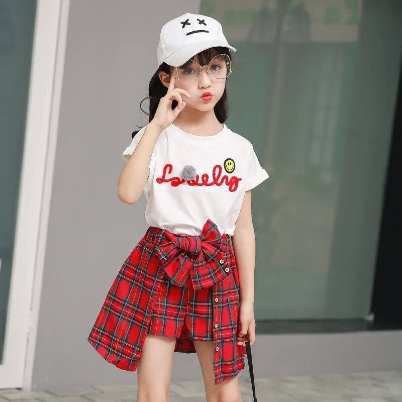 Thời trang trẻ em 2 CÁI （Áo cánh + Váy） Váy Hàn Quốc chất lượng cao cho trẻ em Bé gái Quần áo thường ngày 3 đến 4 đến 5 đến 6 đến 7 đến 8 đến 9 đến 10 đến 11 đến 12 tuổi Áo phông cho thanh thiếu niên Giảm giá # G6-TZ136