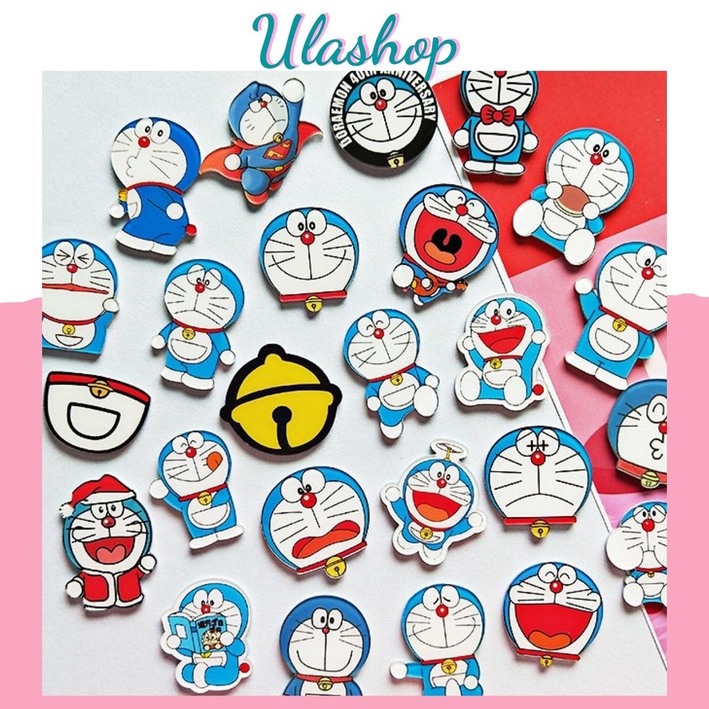 ULAPK068 PIN STICK CÀI ÁO, KHUY CÀI TRANG TRÍ BALO, TÚI VÍ HÌNH DORAEMON DỄ THƯƠNG