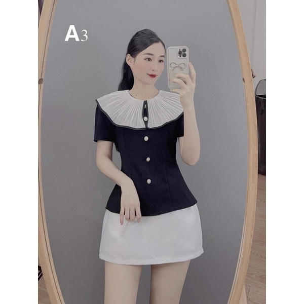 Áo cổ bèo tiểu thư chất tuyết mưa