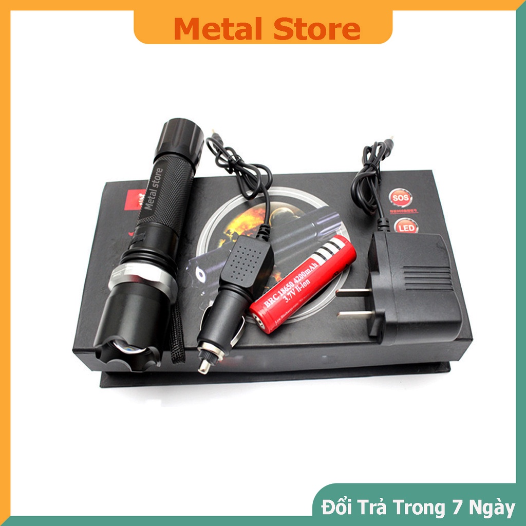 Đèn pin chống thấm nước mini YM-8110 METALSTORE pin sạc trên ô tô