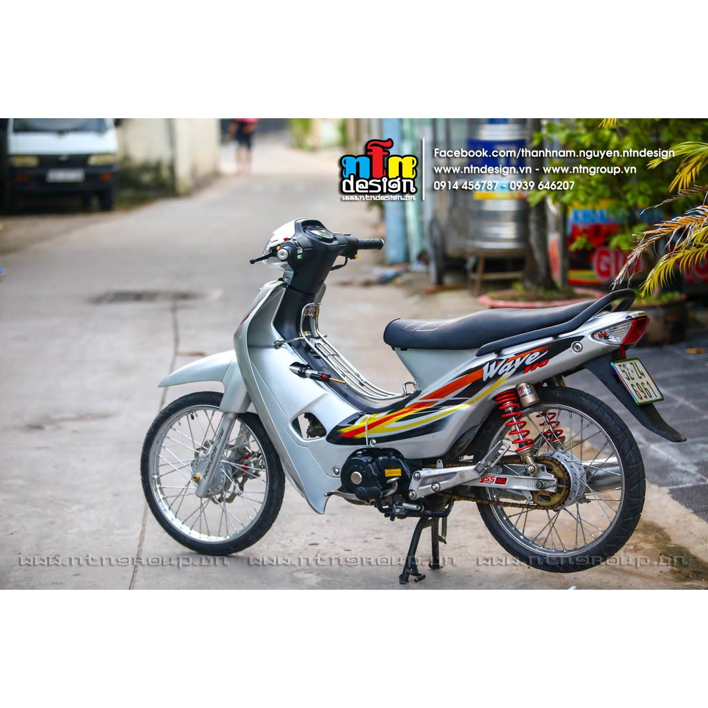 Tem Rời Dán Xe Wave  Nhỏ Mẫu Zin Xương Cá Bạc Cực Đẹp, Hàng 3 Lớp Chất Lượng Cao ,Team Decal