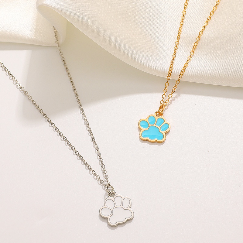 Vòng cổ Mặt Hình Bàn Chân Mèo Nhiều Màu Dễ Thương