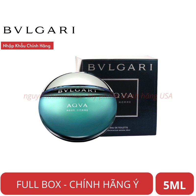 Nước hoa BVL AQUA POUR HOMME Nam 5ml / Chuẩn Auth