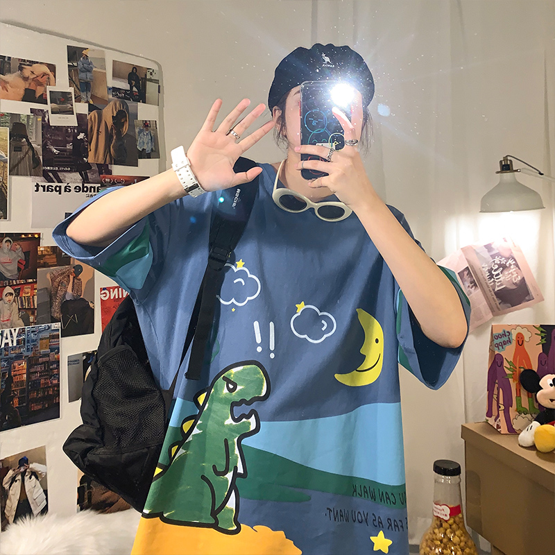 Áo Thun Tay Ngắn In Hình Khủng Long Thời Trang 2021 Cho Nam