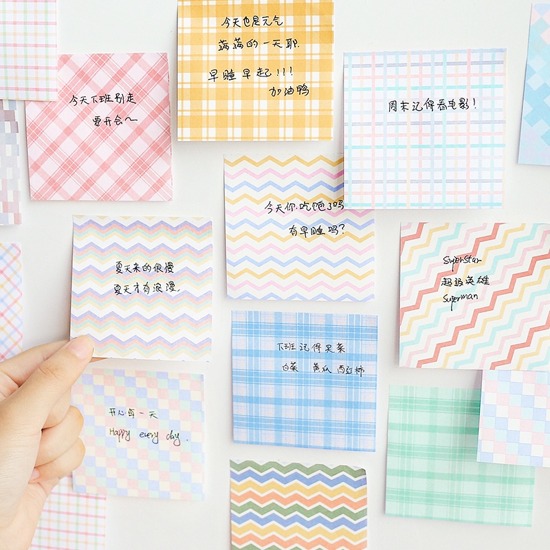 Hàn Quốc INS 80sheets Grid Sticky Notes Memo Label Sticker Dễ thương Note Pad Dấu trang Có thể cắt được Notepad Đồ dùng văn phòng cho trường học