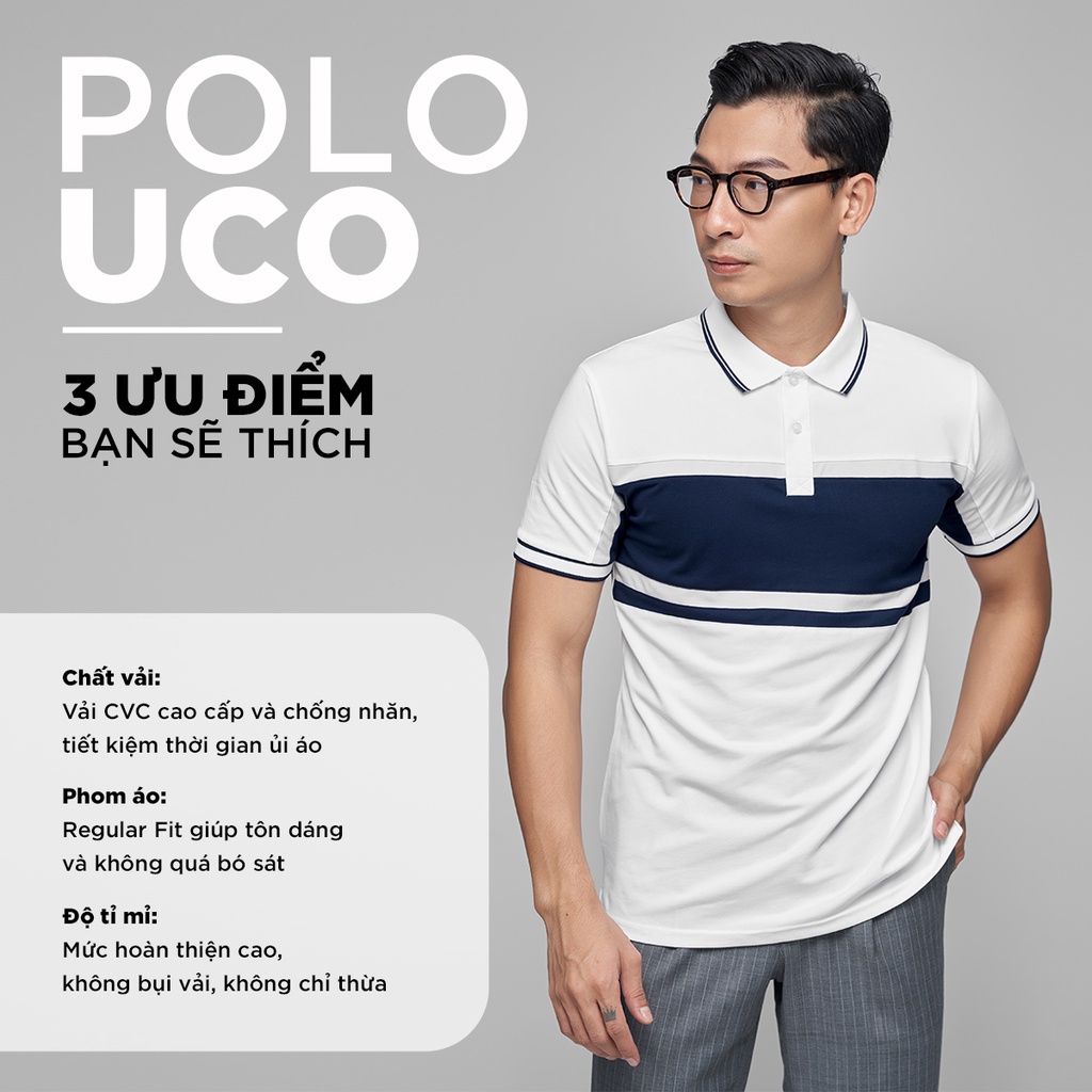 Áo Polo nam cổ bẻ phối UCO vải cá sấu Cotton xuất xịn , chuẩn form , sang trọng - lịch lãm - HAPPYHOW