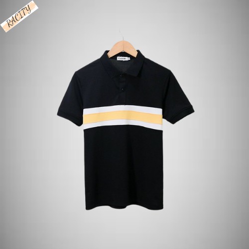 Áo Phông Nam có cổ bẻ đẹp tay ngắn thun cotton kẻ ngang RACITY AT128 | BigBuy360 - bigbuy360.vn