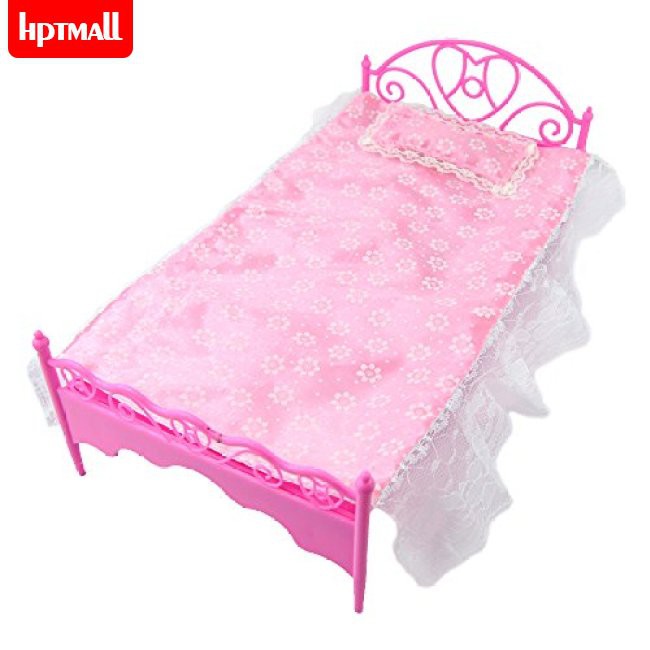 Giường Ngủ Mini Màu Hồng Cho Nhà Búp Bê 1